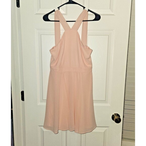 Lulus Halter Top Skater Dress Womens Size Medium Pink Knee Length Pleated - Picture 1 of 8